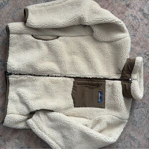 Patagonia Cream Sherpa Jacket with Brown Pocket